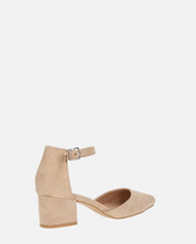 GINNY - sandalo in camoscio beige con tacco