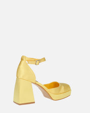 VIDA - scarpe con tacco squadrato in satin giallo