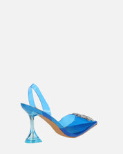 KENAN - scarpe in perspex blu con decorazione di gemme in punta