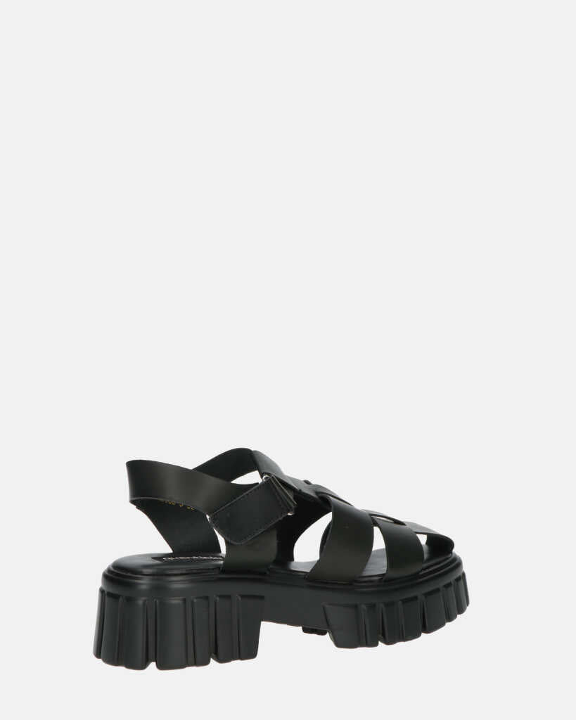 MACKENZIE - sandali platform con cinturini in ecopelle nera