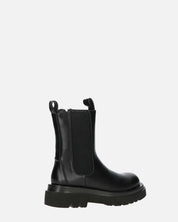 FEBE - chaussures noires avec élastique en simili cuir