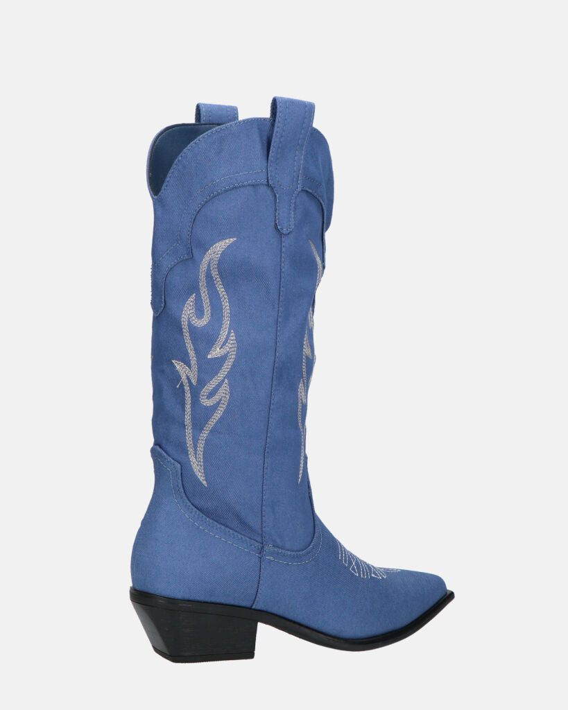 GUIA - stivali camperos in tessuto denim blu
