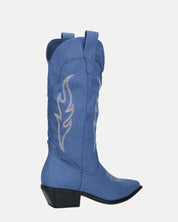 GUIA - stivali camperos in tessuto denim blu