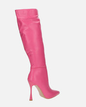 KAYLA - stivali alti con tacco in PU fucsia e cerniera laterale