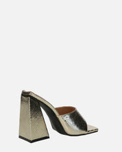 BUKET - sandali con tacco in oro pitonato