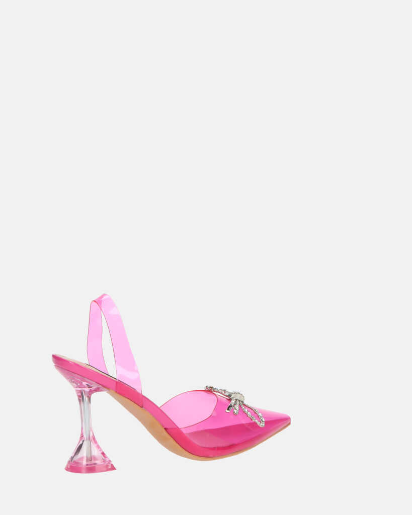 CONSUELO - tacchi in perspex fucsia con decorazioni in punta