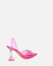 CONSUELO - tacchi in perspex fucsia con decorazioni in punta