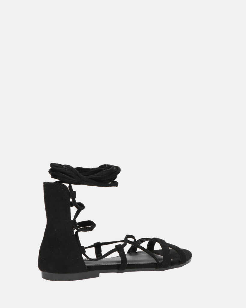 YANNA - sandali in camoscio nero con lacci
