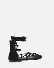 YANNA - sandali in camoscio nero con lacci