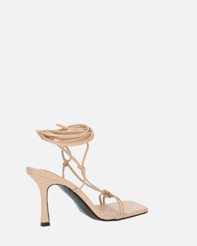 DOLLY - tacco a spillo beige con lacci
