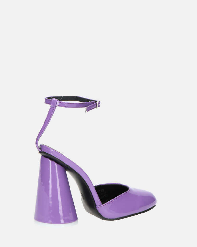 MAYBELLE - sandali in glassy viola con tacco cilindrico