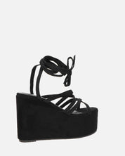 OLLIE - zeppa nera con lacci glitterati