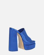 PHILOMENA - sandali platform con tacco alto in lycra blu