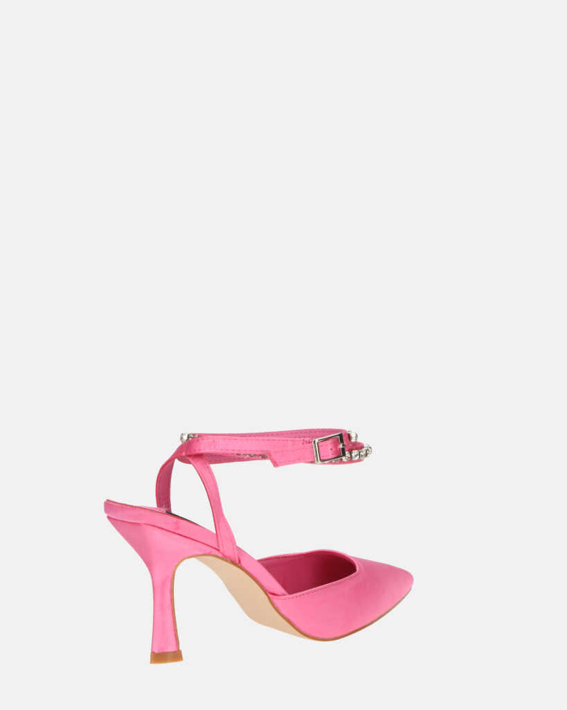 DORIS - scarpe con tacco il lycra rosa e gemme sul cinturino