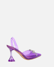 CONSUELO - tacchi in perspex viola con decorazioni in punta