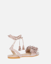 VALERY - sandali in camoscio beige con lacci