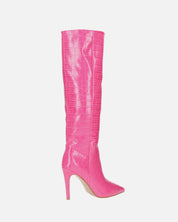 LOLY - stivale con tacco in coccodrillo rosa