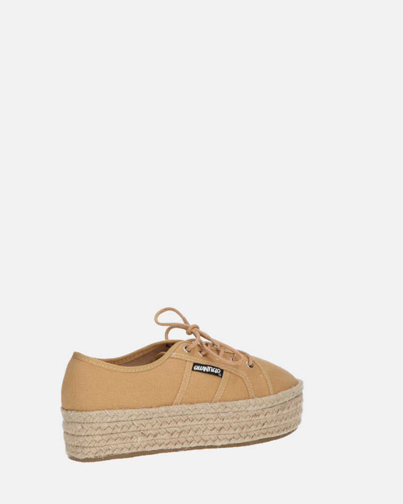 DESTINY - espadrilles à plateforme en dentelle beige