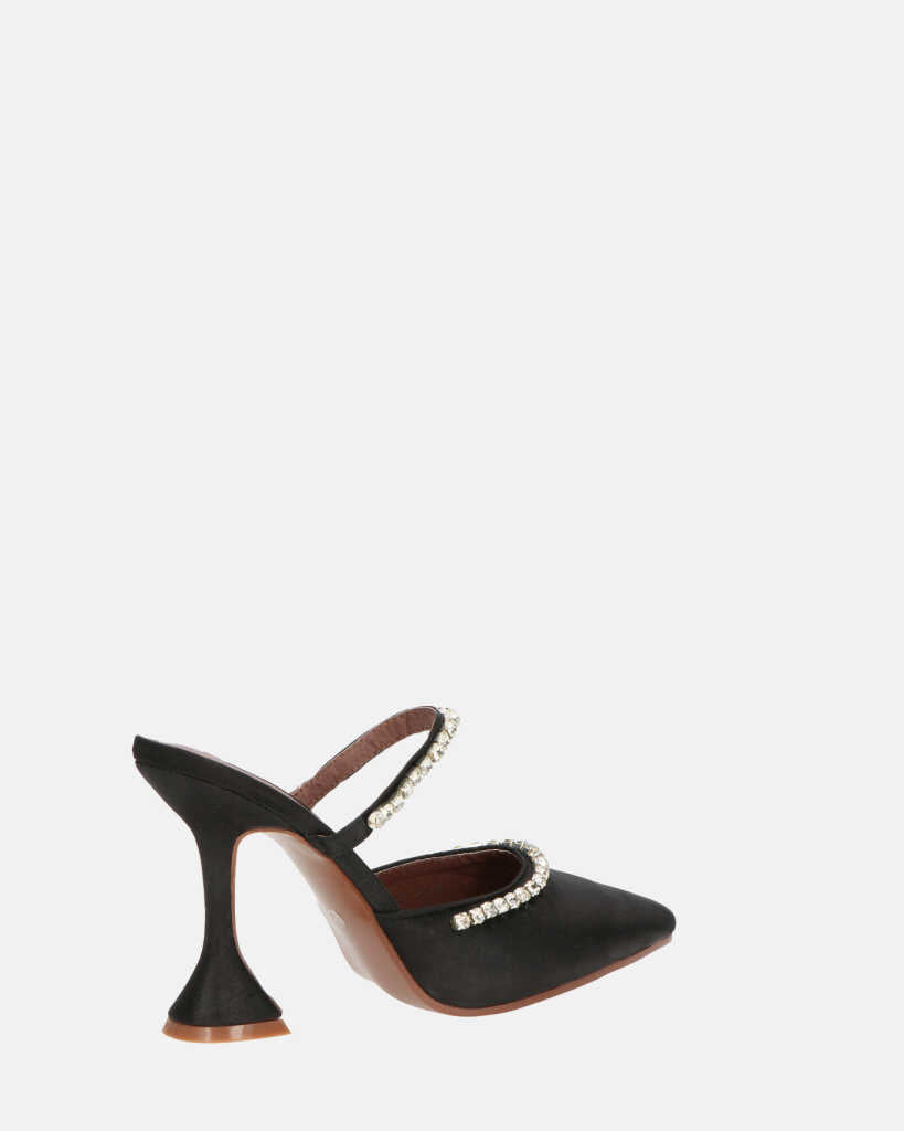 PERAL - scarpa con tacco in nero lycra con gemme