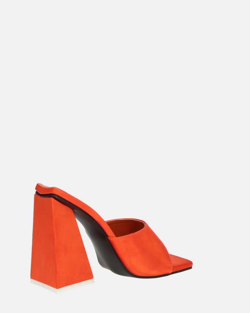 KAMELYA - escarpins talon carré lycra orange