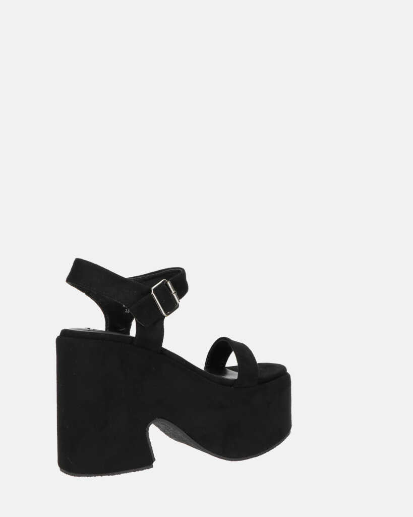 ALBA - tacco platform in camoscio nero