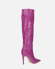 LOLY - stivale con tacco in coccodrillo viola