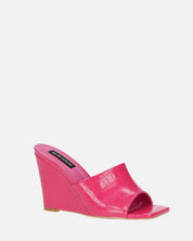 MARGHERITA - sandales compensées en glassy fuchsia crocodile