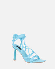 SAMOA - sandali in lycra blu con tacco alto e lacci
