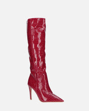LOLY - stivale con tacco in coccodrillo rosso