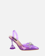 CONSUELO - tacchi in perspex viola con decorazioni in punta