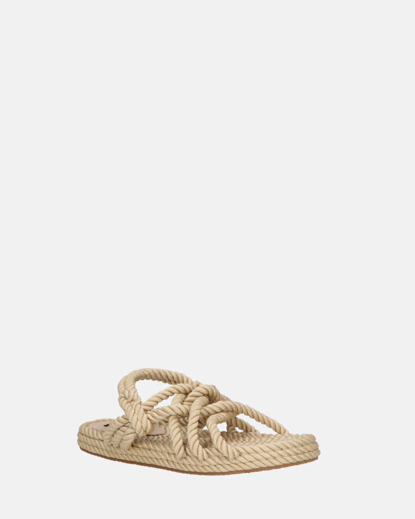 KATERYNA sandali beige di corda intrecciata QUANTICLO