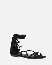 YANNA - sandali in camoscio nero con lacci