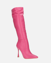 KAYLA - stivali alti con tacco in PU fucsia e cerniera laterale