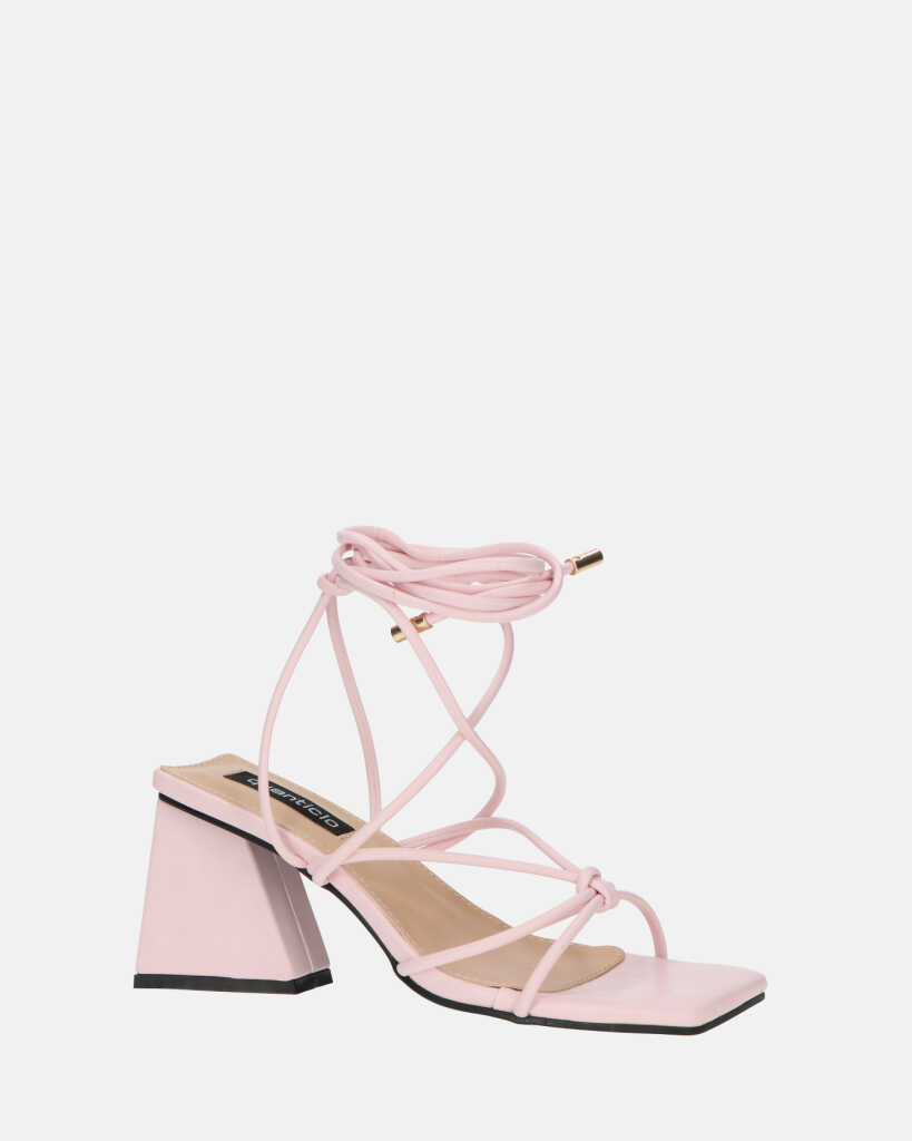MELISA - sandali con lacci in ecopelle rosa