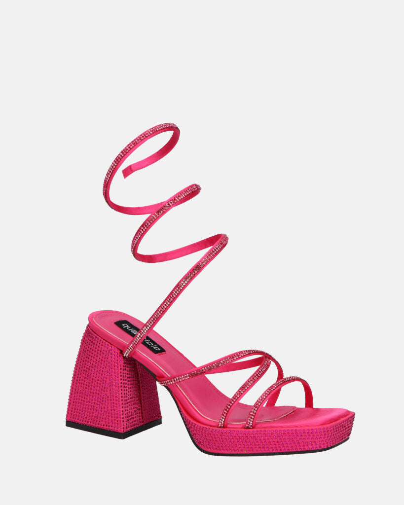 AZUKA - sandales fuchsia à talon et spirale