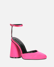 MAYBELLE - sandali in lycra fucsia con tacco cilindrico