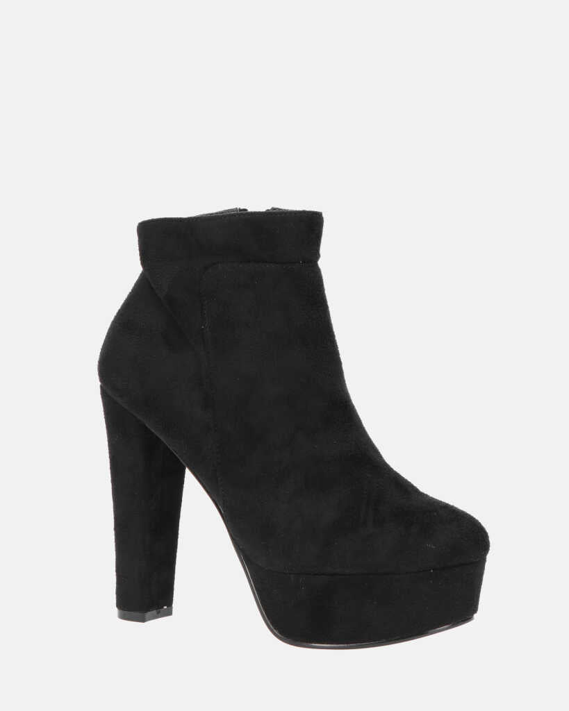 KYRA - stivaletto con tacco in camoscio nero