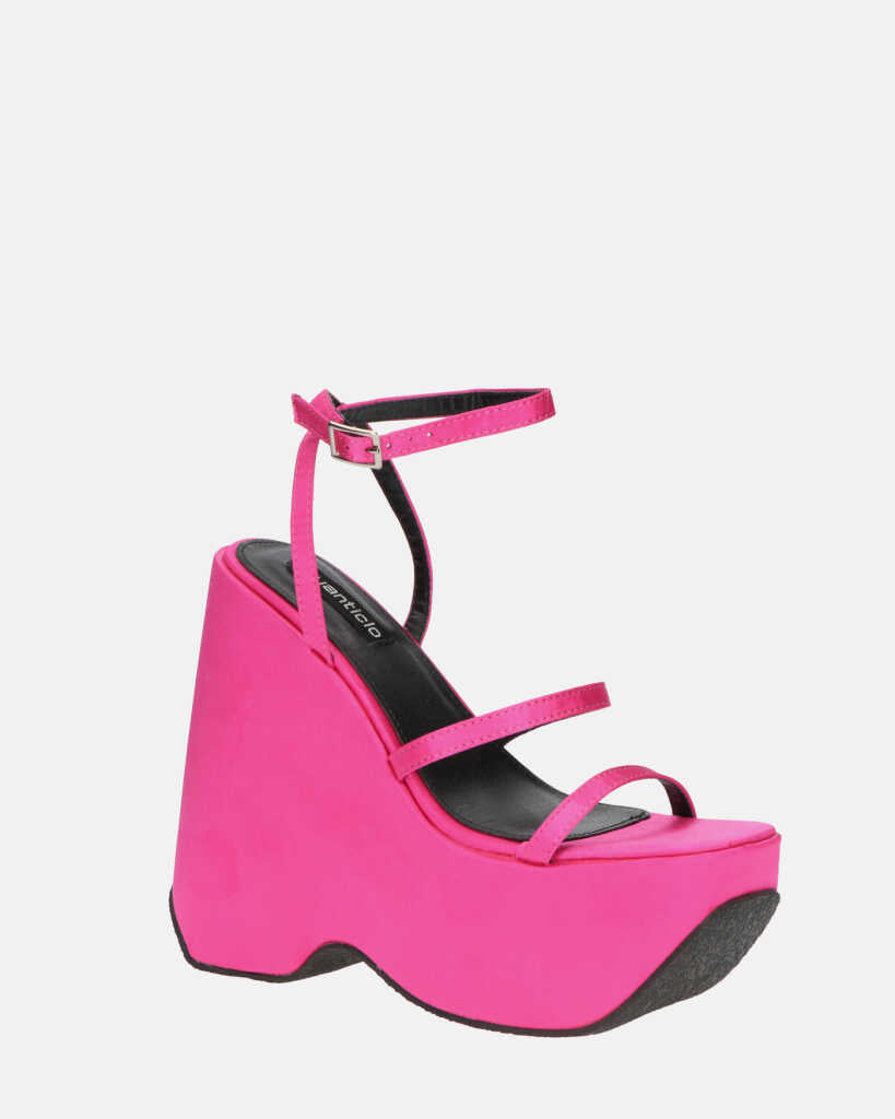 MARIMAR - sandali con zeppa in lycra fucsia