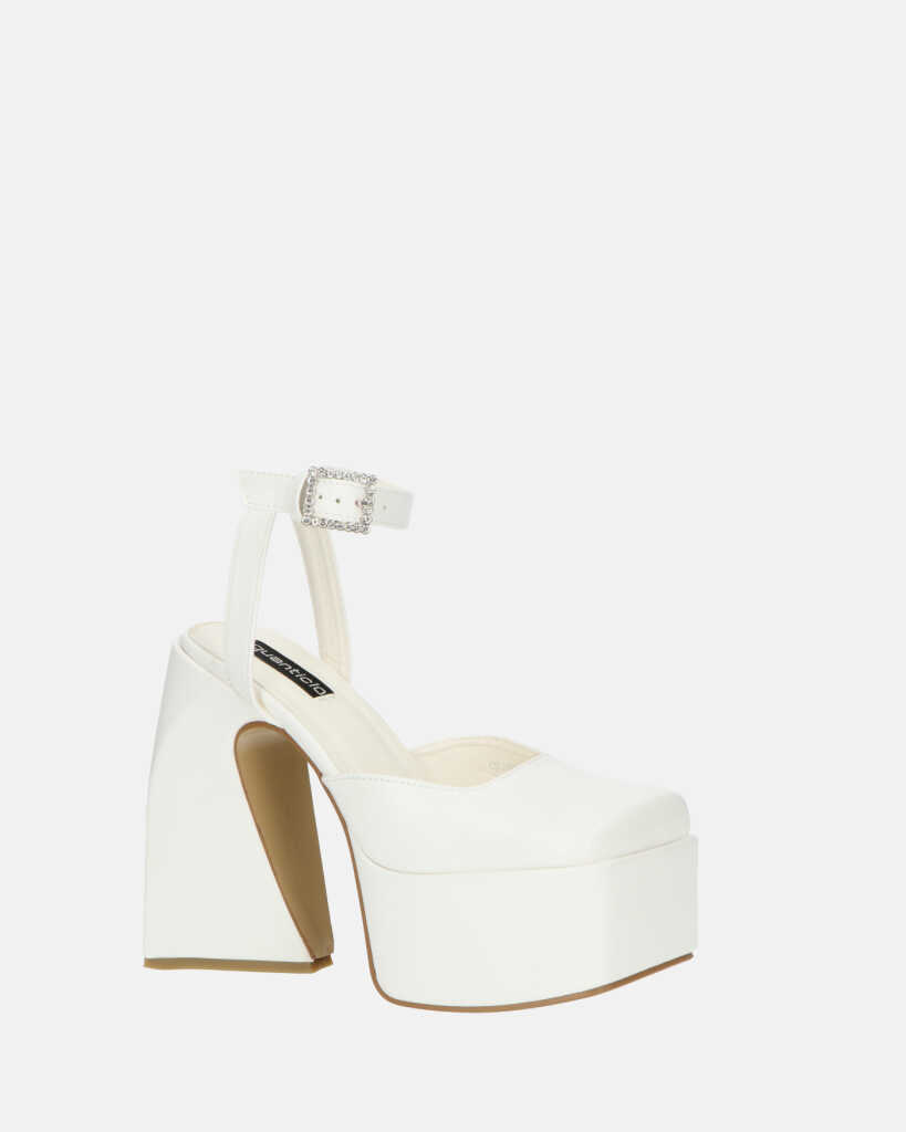 ELEANOR - scarpe bianco chiuse in punta con tacco e cinturino