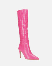 LOLY - stivale con tacco in coccodrillo rosa