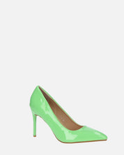 PORSHA - decolette in glassy verde con tacco a spillo