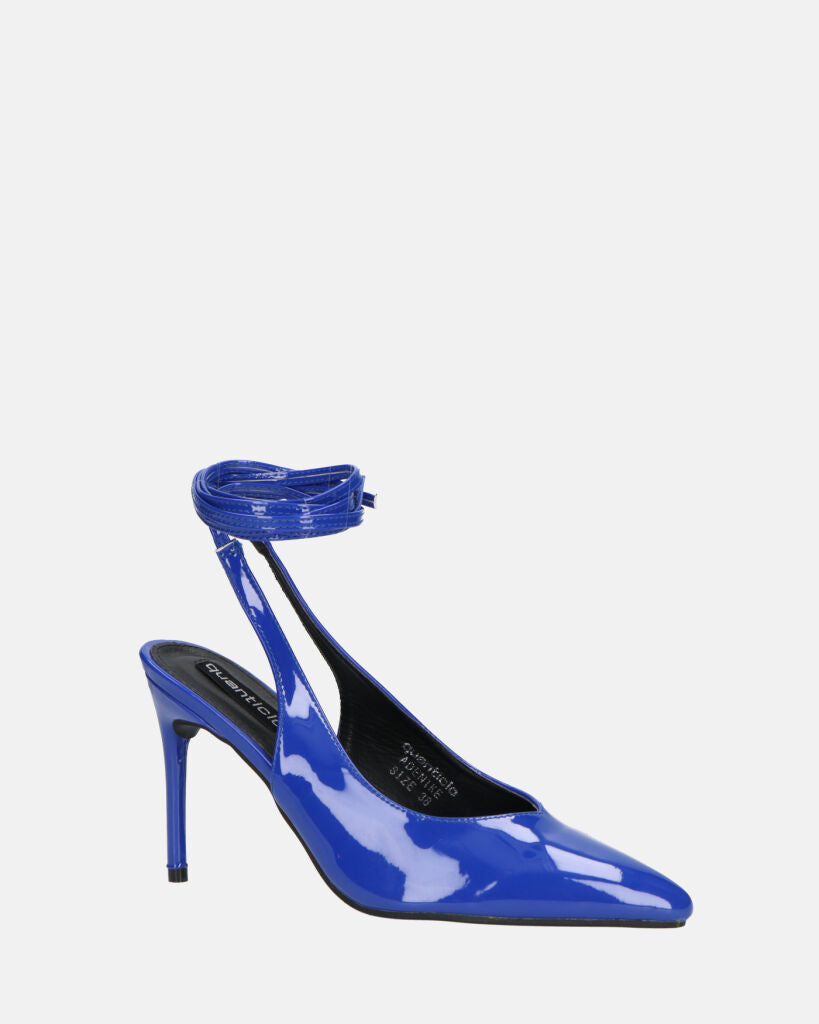 ADENIKE - décolleté con lacci in glassy blu