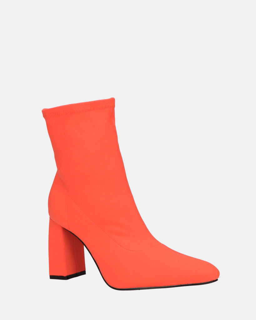 MARGOT - stivaletti in lycra arancione con tacco