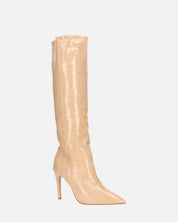 LOLY - stivale con tacco in coccodrillo beige