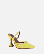 PERAL - scarpa con tacco in glitter giallo con gemme