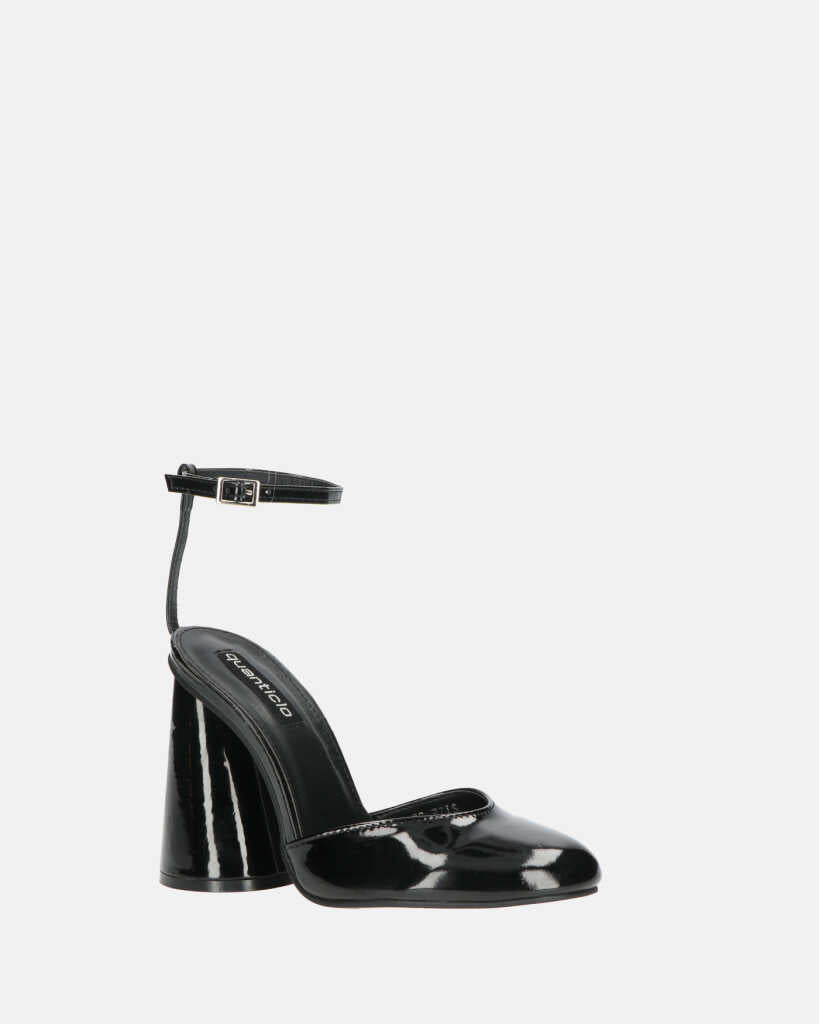 MAYBELLE - sandali in glassy nero con tacco cilindrico