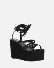 OLLIE - zeppa nera con lacci glitterati