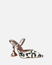 PERAL - scarpa con tacco in leopardato bianconero con gemme