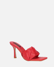 ENRICA - sandalo in pelle rossa intrecciata con tacco