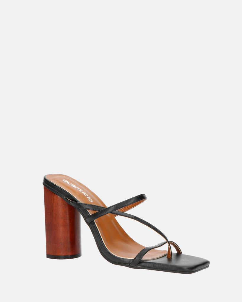 AMPARO - sandali neri con tacco in legno